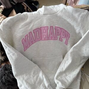 Madhappy Cream Hoodie with Pink Logo